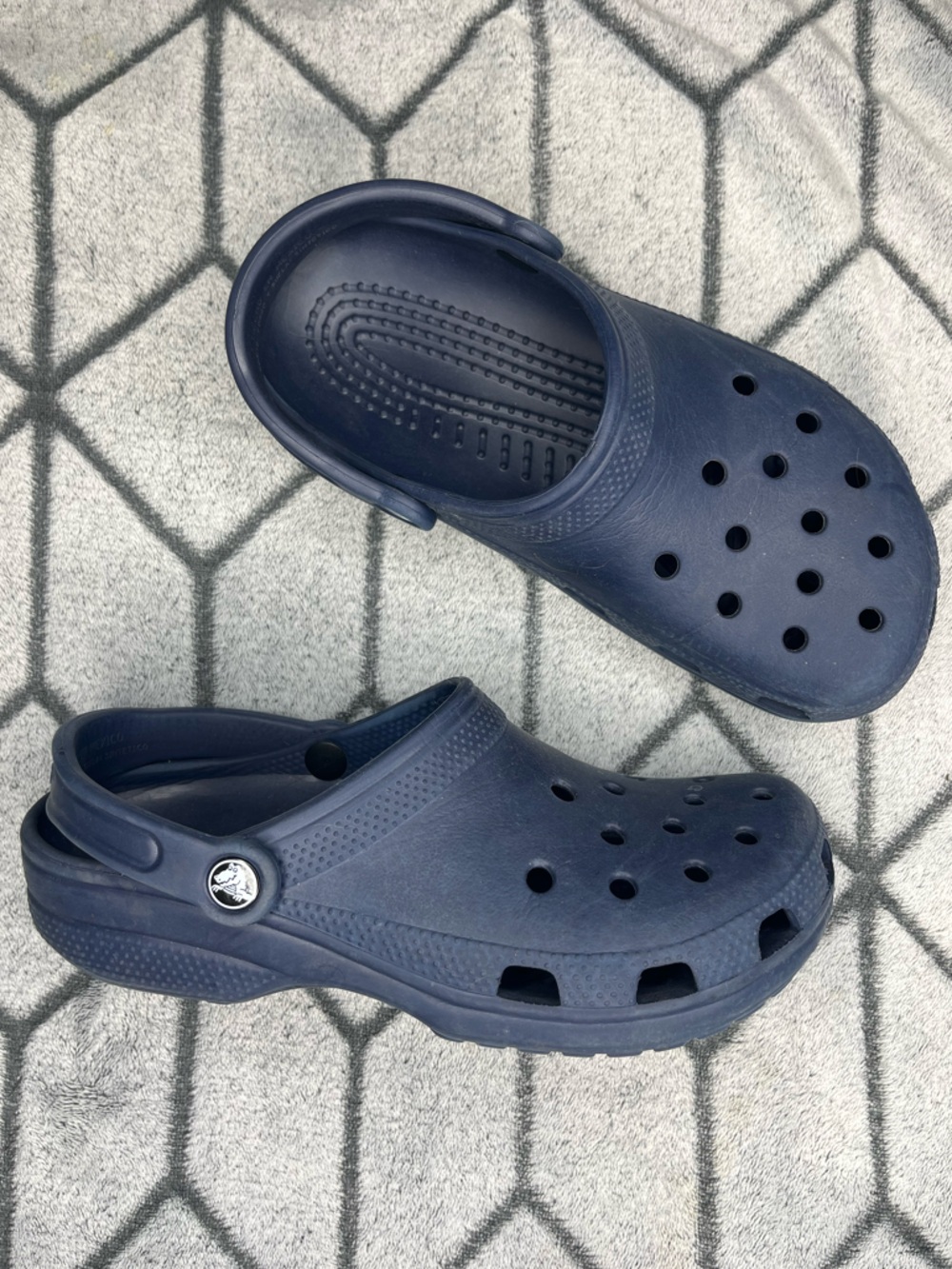 CROCS Classic Navy Clog Sandal Beach w Sport Heel Strap